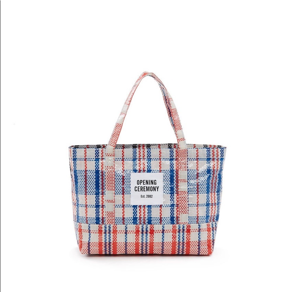 Opening ceremony SMALL PLAID TOTE BAG